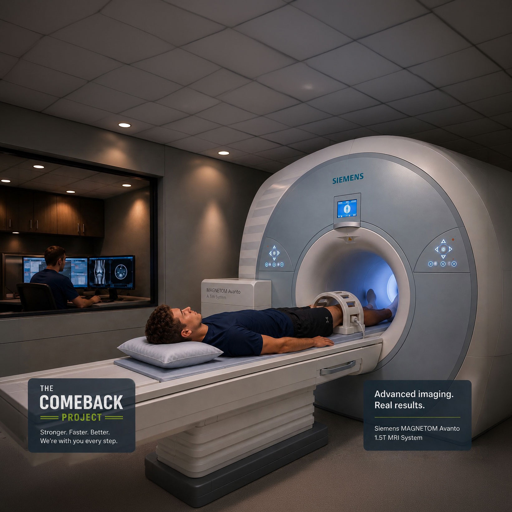 Student-athlete receiving an MRI evaluation
